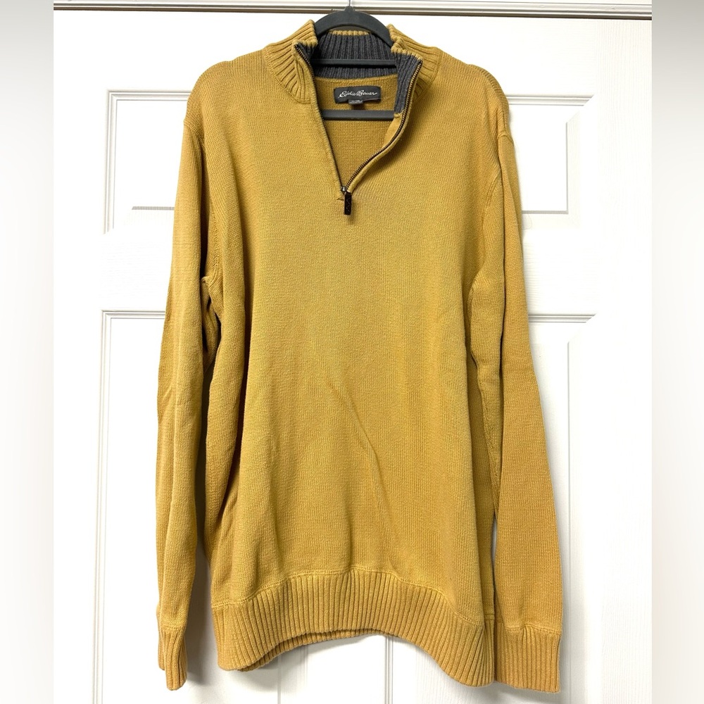 Yellow Eddie Bauer Knit Men’s Zip Pullover TXL